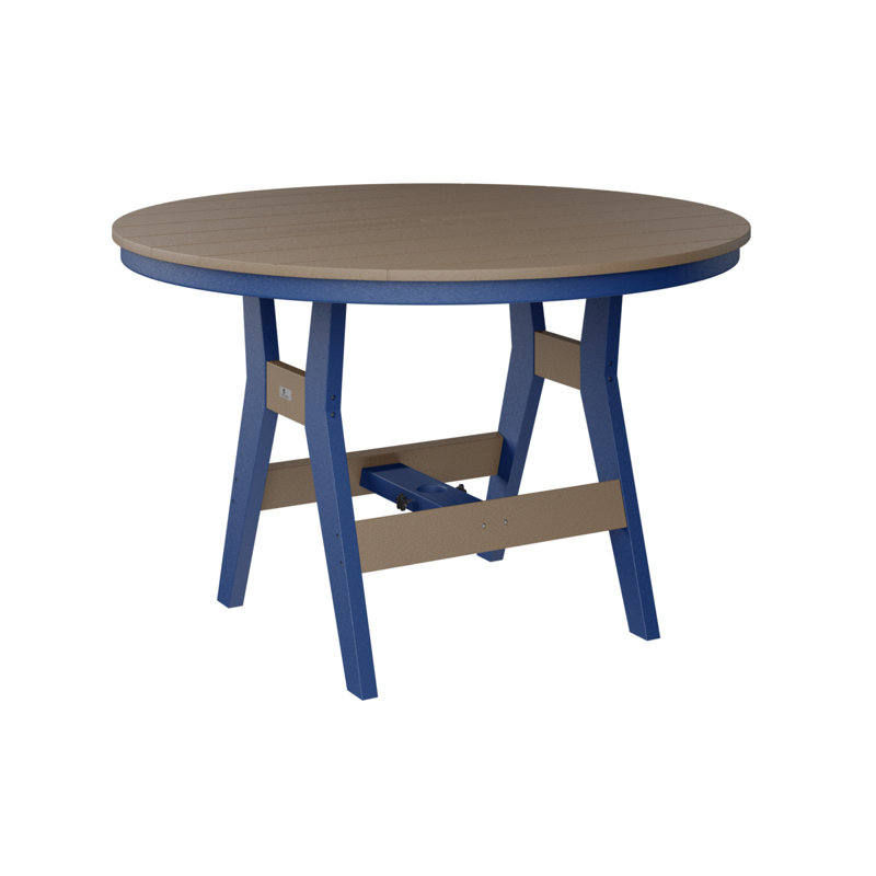 Harbor Outdoor Round Dining Table, Pacific Blue, 30.37" H x 48" W x 48" D, Weatherwood