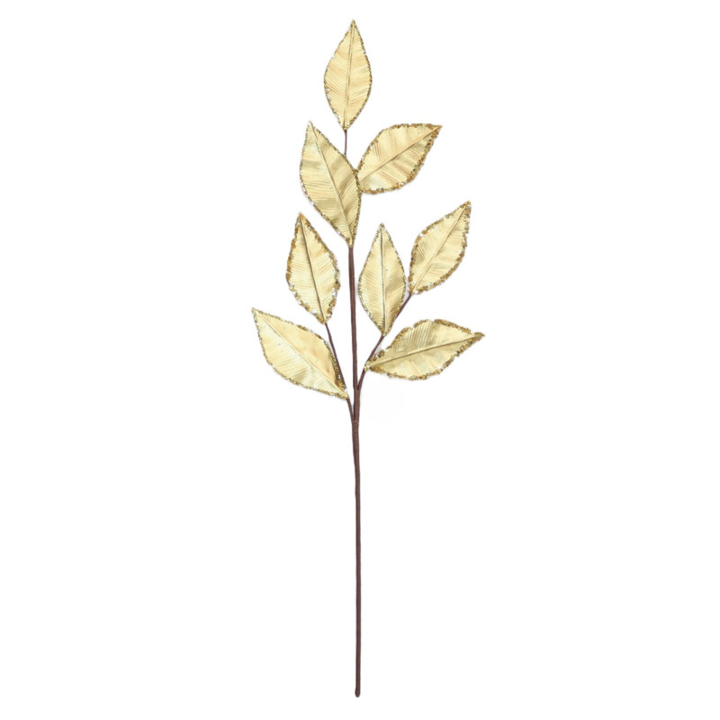 28.4in(s) Magnolia Leaves Metallic Gold Colour Pick, Doré, 28.4" H x 4" W x 1" D