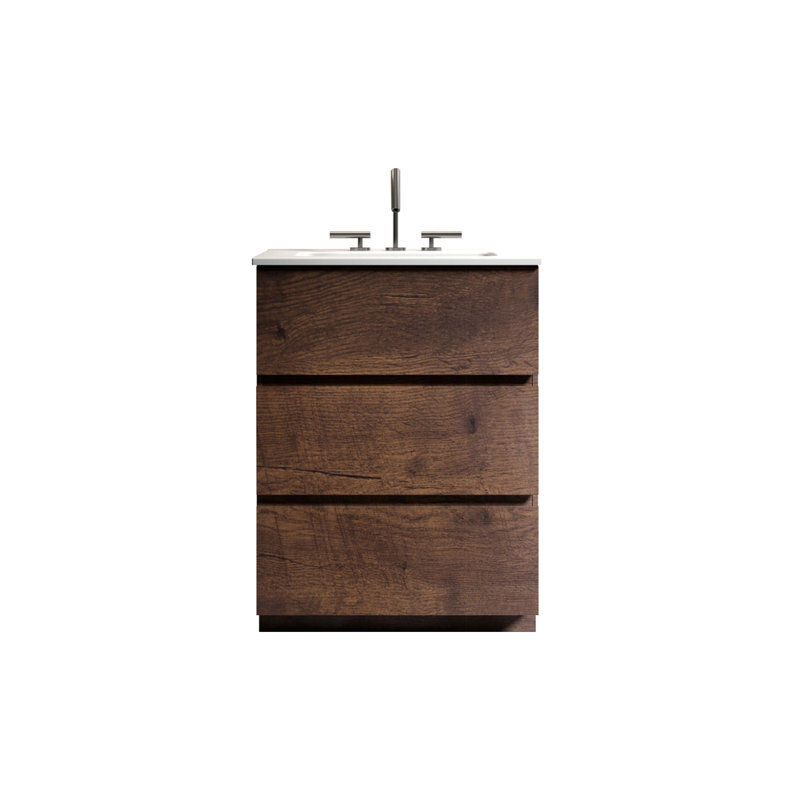 Meuble-lavabo 24 po avec lavabo et 3 trous de robinet 24 po, Noyer