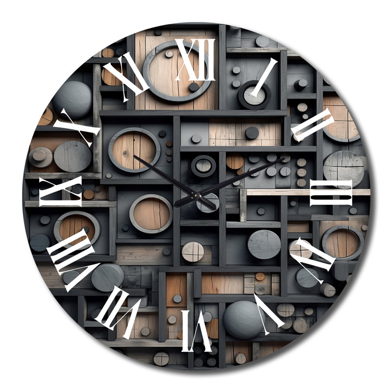 Cubic Geometric Dreams I - Horloge murale Cubism, Grand