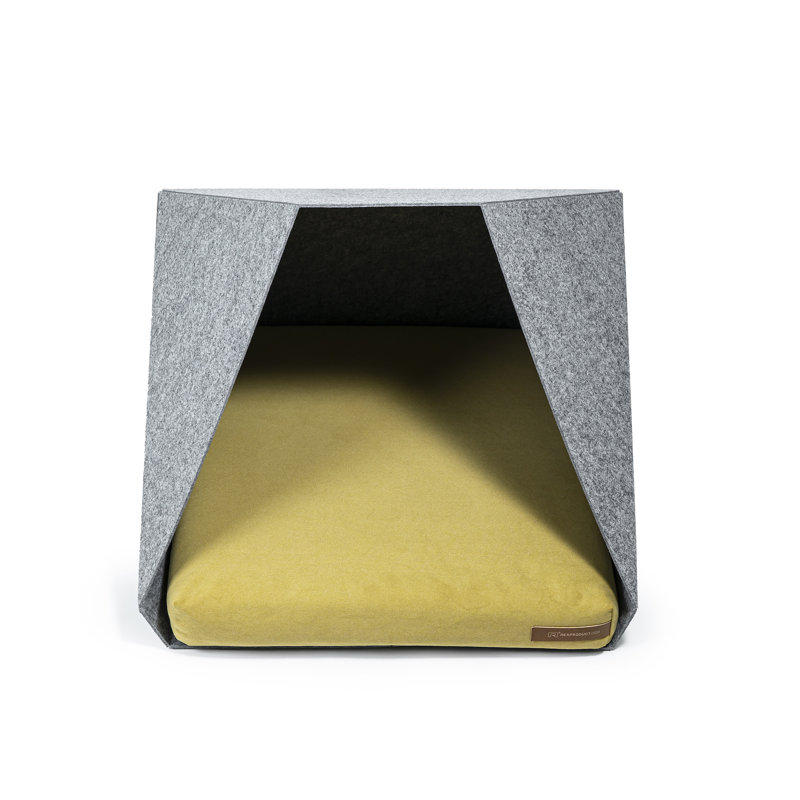 Polyester Pet Bed, Light Grey/Yellow