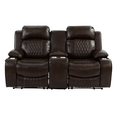 Fauteuil inclinable contemporain en gel avec chargement sans fil et porte-gobelet 2 bras de rangement modernes de couleur brune
