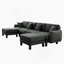 Élégant canapé modulaire en U à 4 places en tissu Boucle avec accoudoirs distinctifs en forme de coquillage, 2 repose-pieds mobiles et pieds cylindriques pour une assise confortable-1359638703