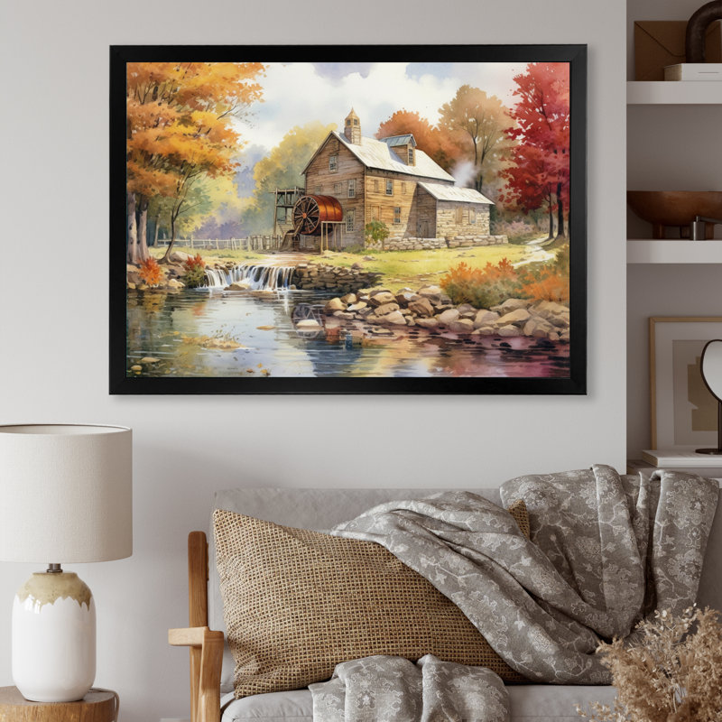 Ohio campagne charmante sur toile, H 30 po x l 40 po x P 1,5 po, Cadre simple noir