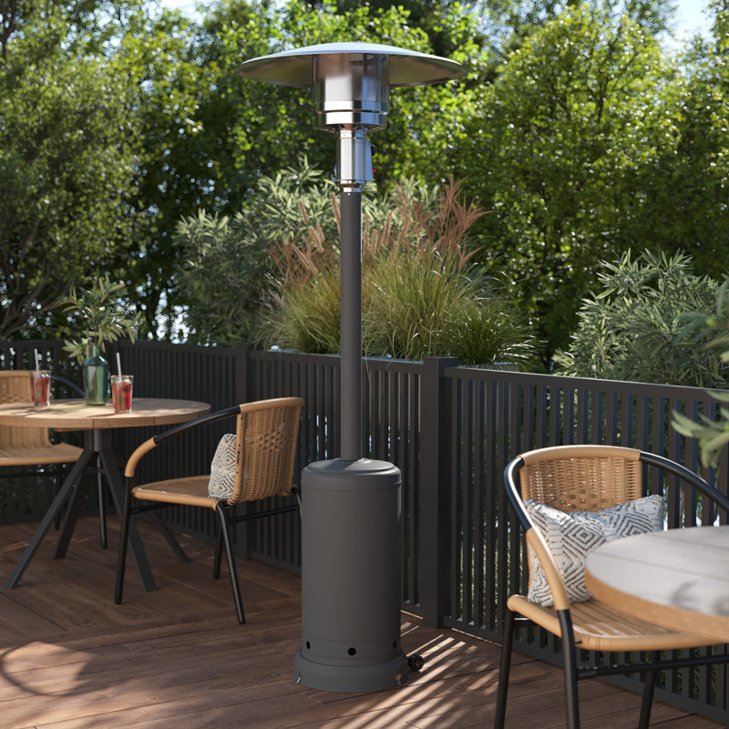 Slate Gray Stainless Steel 40,000 BTU Propane Patio Heater with Wheels
