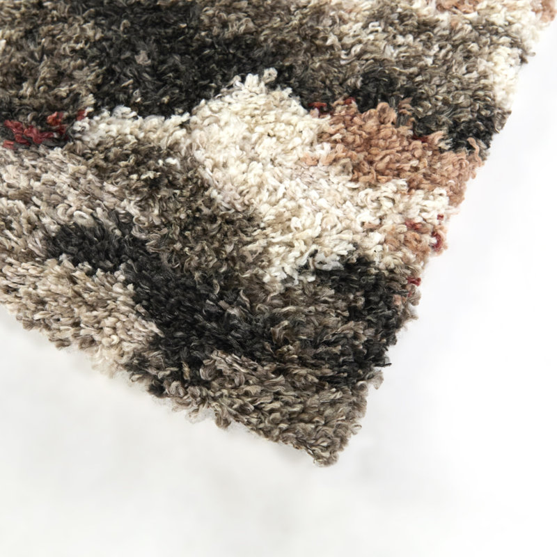 Audet Taupe Abstract Shag Area Rug, Rectangle 5'3" x 7'