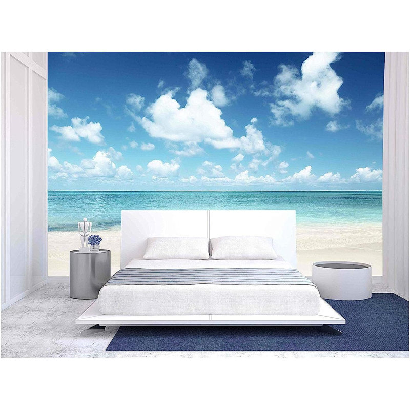 Murale sable de la mer des Caraïbes à peindre, L 100 po x l 144 po