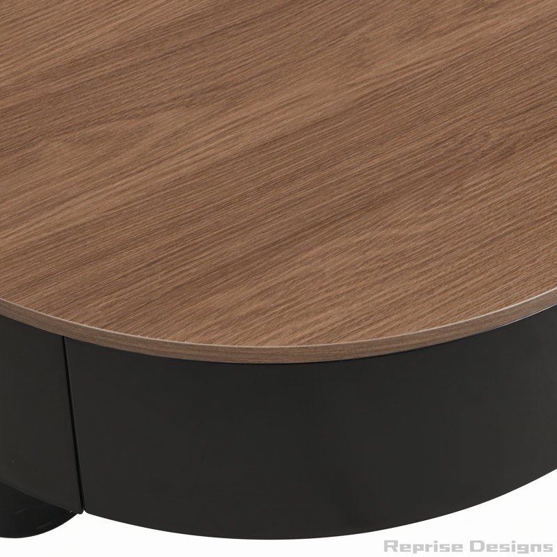 Ensemble de deux tables basses gigognes rondes, Plateau noir / structure noire