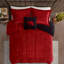Édredon avec coussin rouge et noir en duvet synthétique et 2 taies décoratives noires