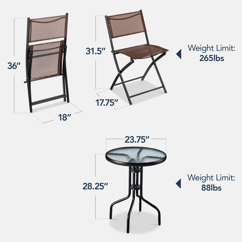 3-Piece Bistro Set, Brown