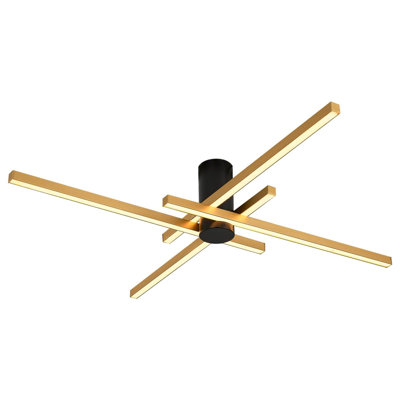 Élégant lustre doré Cassen avec corps en métal et capuchon en acrylique, 4,7 x 4,7 x 7,1 pouces | Douille à DEL 6W, 3000K, luminosité de 6000 lumens | Parfait pour la salle à manger, le salon et le vestibule, design moderne