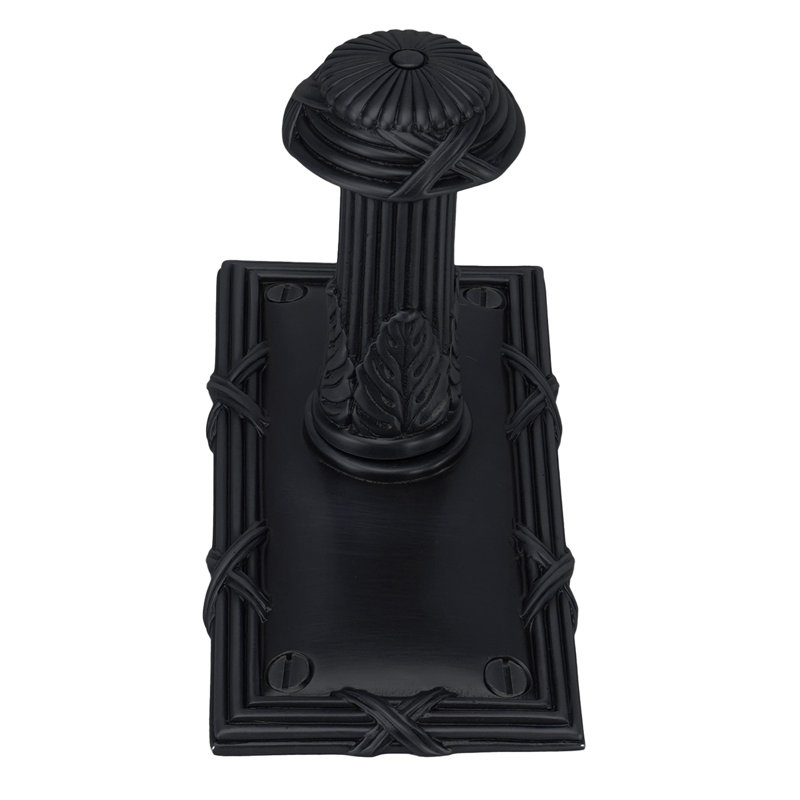 HYDE PARK HOOK, RECTANGULAR BACK PLATE; ANTIQUE NICKEL FINISH, Matte Black