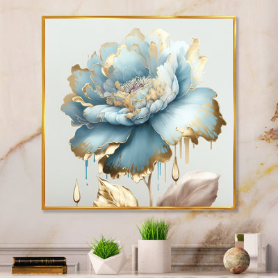«Chic Blue Blooming Flower III», art mural fleurs