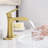 Bathroom Sink Faucet With Waterfall, Deck Mounted, Brushed Gold, Ceramic Filler, One Handle Waterfall Basin Tap, Gold Finish, Handle, Deck-Mounted, Single Hole-121768042