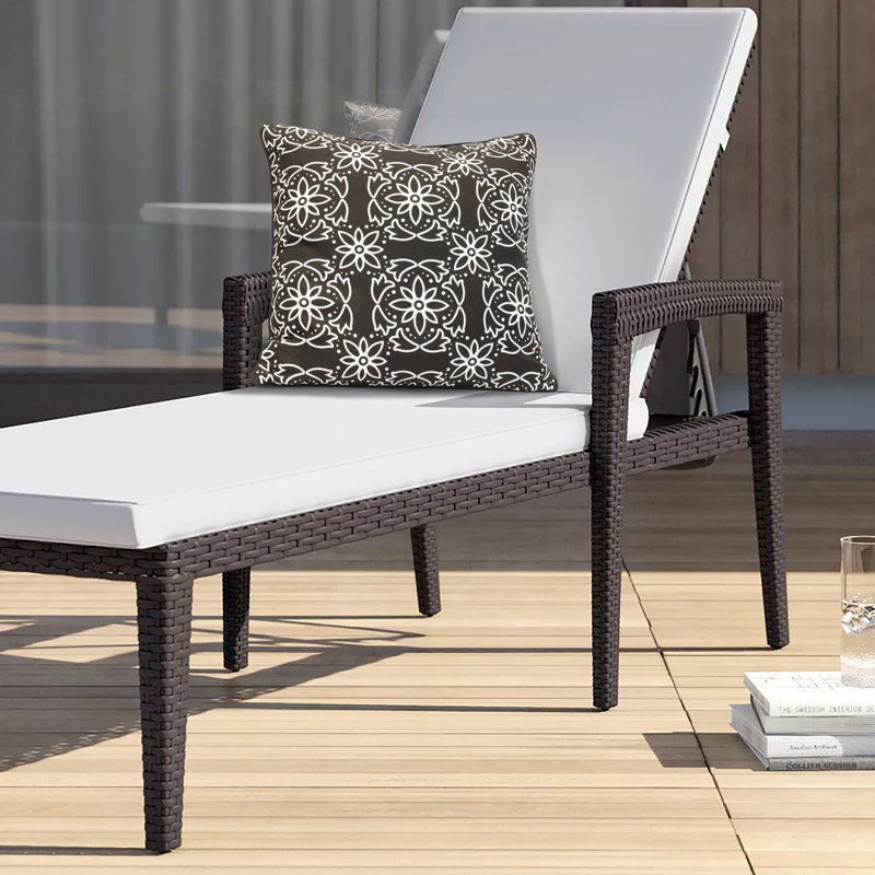 Ebony Medallion 18" Square Outdoor Decorative Pillow in Black