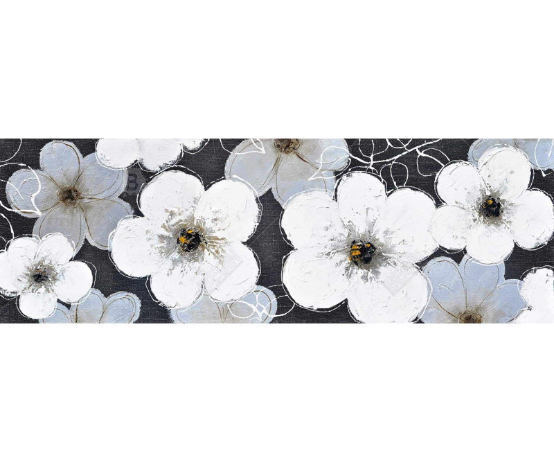 Toile pour chambre à coucher botanique | Décoration murale fleurs grises