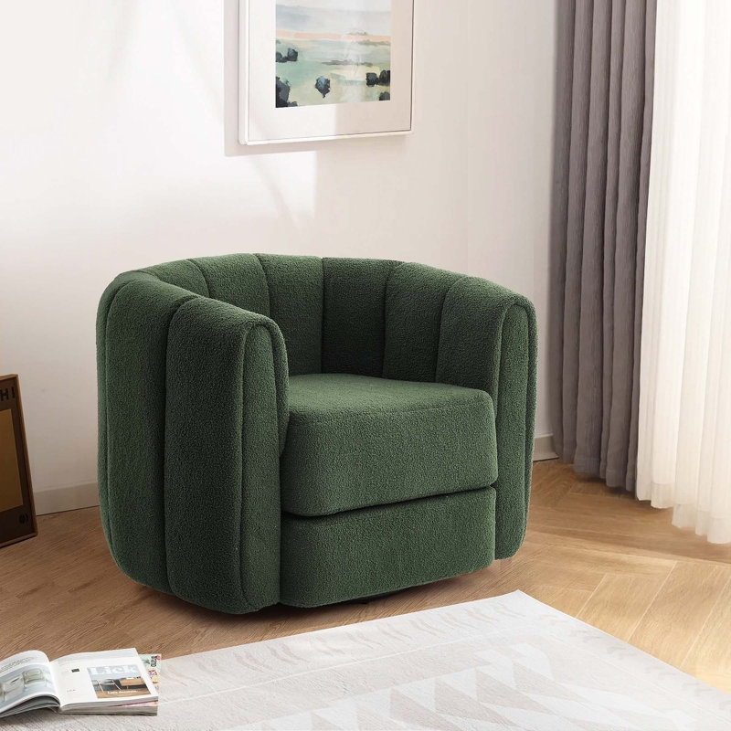 Fauteuil Teddy, Peluche vert foncé
