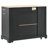 Fluted Kitchen Island with Trash Can Storage Cabinet, Power Outlet, Internal Storage Rack, Rolling Kitchen Islands on 5 Wheels with 3 Drawer, 3 Open Side Racks for 10 Gallon Garbage Bin, Black-1789428891