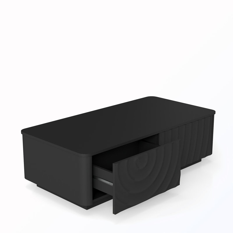 Table basse rectangulaire à 2 tiroirs, Noir