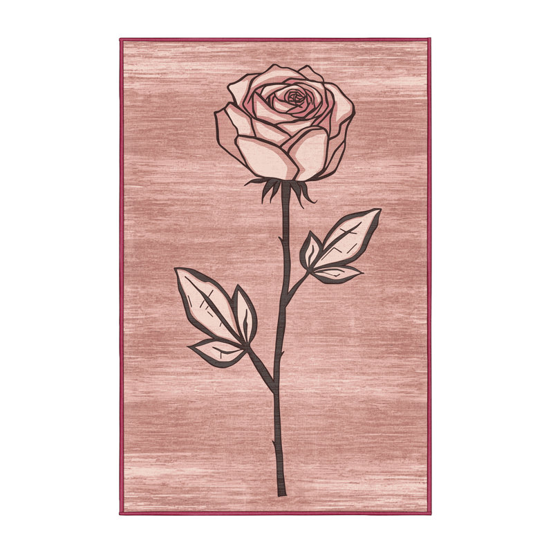 Soft Plush Eslinger Valentines Modern & Contemporary Abstract Area Rug in Beige – Rose Binding, 2x3