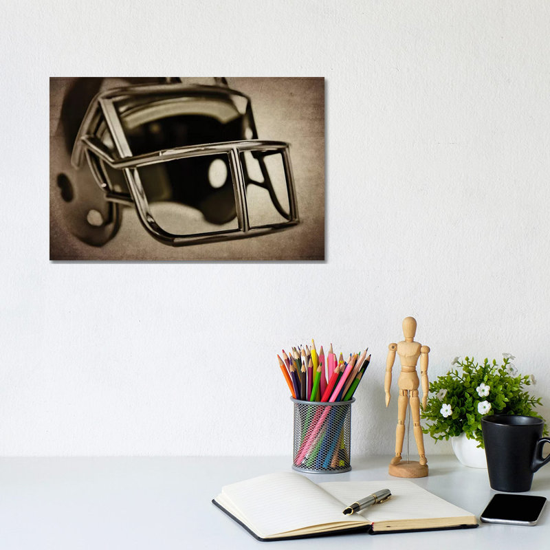 Black Helmet - Wrapped Canvas Print, 20.32cm H x 30.48cm W x 1.91cm D