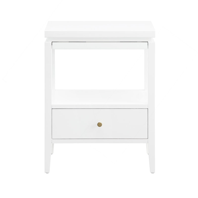 White 1-Drawer Nightstand, White