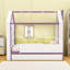 Lit en forme de maison avec lumière DEL blanc froid, lit gigogne caché et tablettes de rangement-621259141-621259139