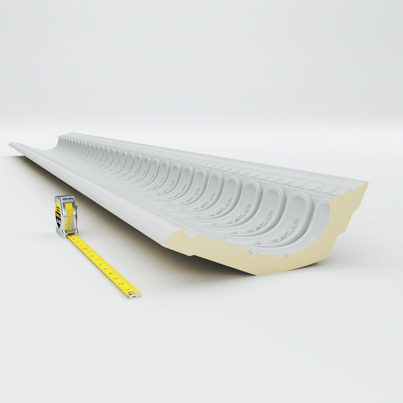 Primed White Geometric Polyurethane Crown Moulding Sample, 12" Length