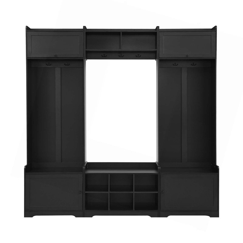 79.1''Wide Modern Hall Tree With Shoe Storage,4-In-1 Entryway Bench With 8 Cubbies,7 Coat Hooks & Adjustable Shelf For Hallway
