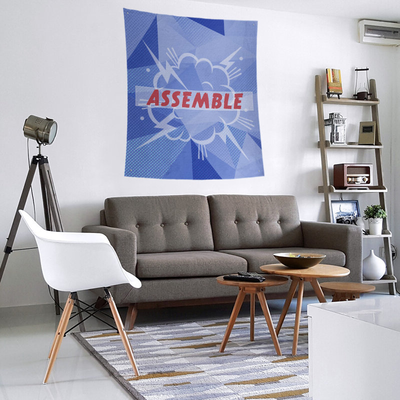 Tapisserie superhero en polyester assemblage, H 27,5 po x l 37,5 po