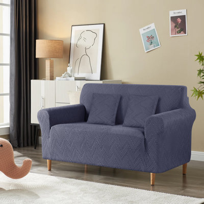 Housse pour canapé en jacquard extensible 1 pièce Harriet, housses de canapé à coussins carrés, housses de protection pour meubles lavables à la machine
