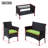 4 PC Rattan Patio Furniture Set Outdoor Patio Cushioned Seat Wicker Sofa (Green Cushion)
