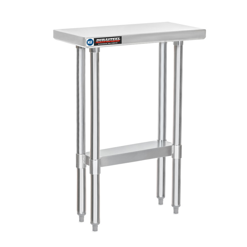 Compact Stainless Steel Workbench with Adjustable Shelf