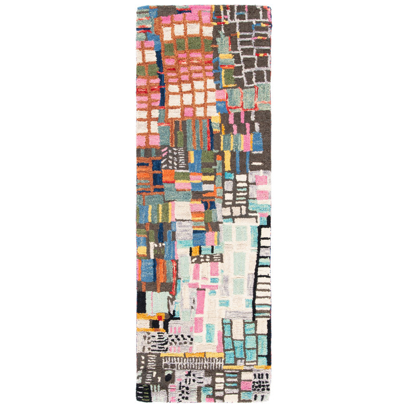Mavis Abstract Wool Hand Tufted Area Rug, Runner 69 x 213cm