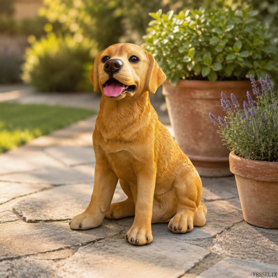 Statue de chien Labrador en résine résistante aux intempéries, figurine de jardin d'intérieur et d'extérieur pour cour et pelouse