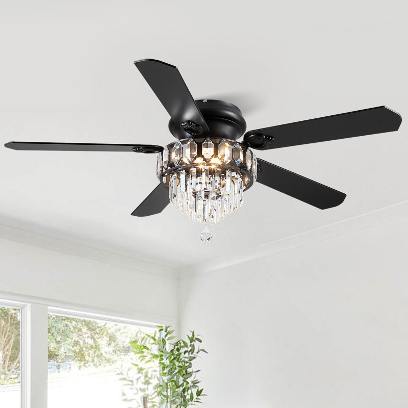 Ventilateur de plafond 52 "en cristal avec lumières DEL et télécommande