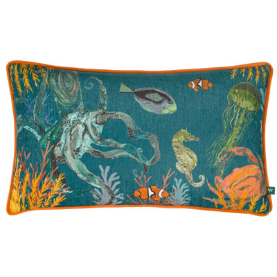 Floral Teal Rectangular Cushion