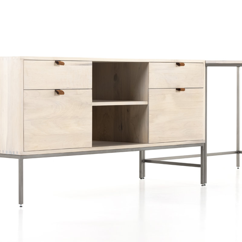 Solid Wood Modular L-Shaped Writing Desk, Dove Poplar