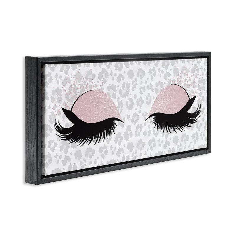 Glam Makeup Leopard Pattern, 11" H x 25" W, Jet Black Floater Frame