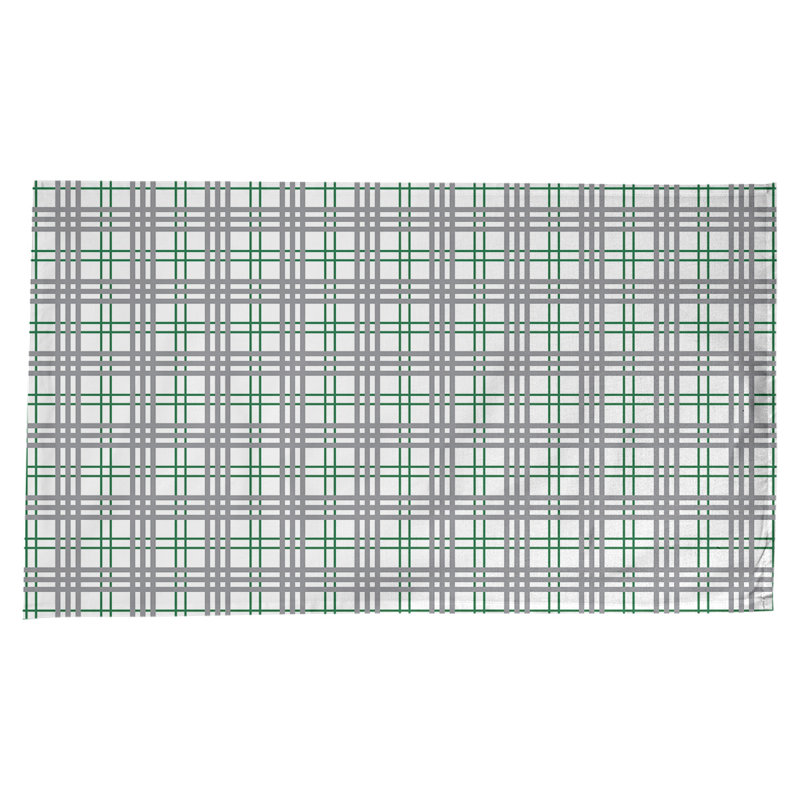 Nappe en mélange de coton à carreaux, Blanc / vert / argent