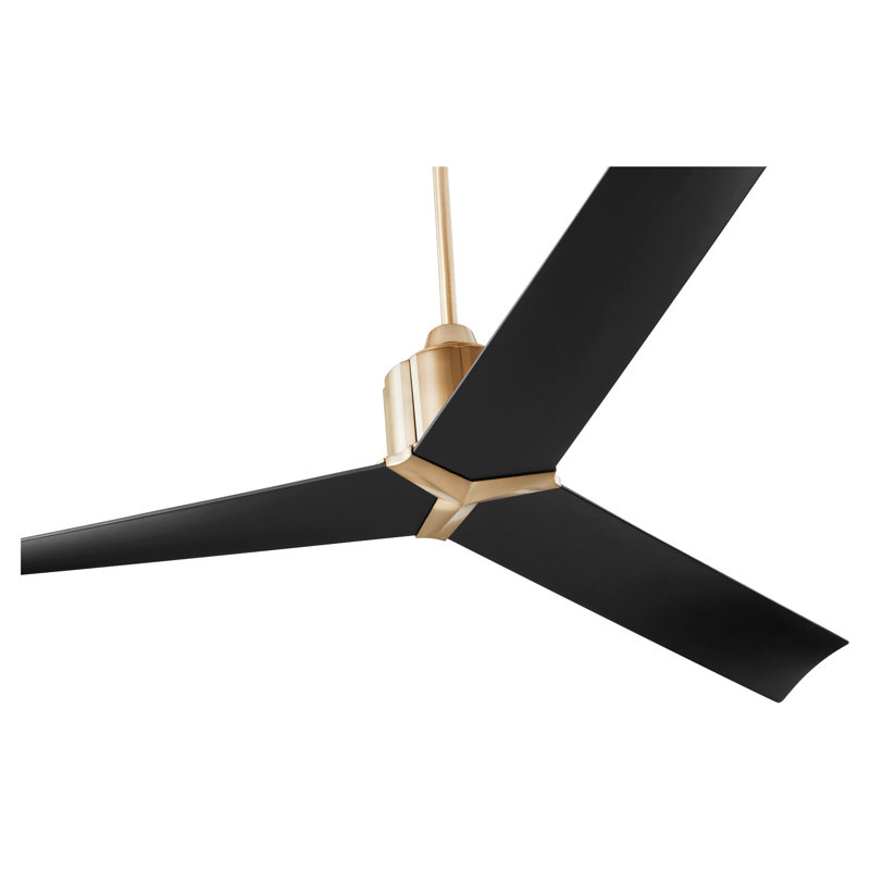 Ventilateur de plafond 60 po à 3 pales avec commande murale Khadra, Or/noir
