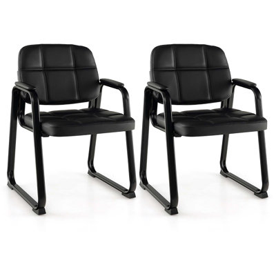 Ensemble de 2 chaises d'invité rembourrées avec accoudoirs Costway