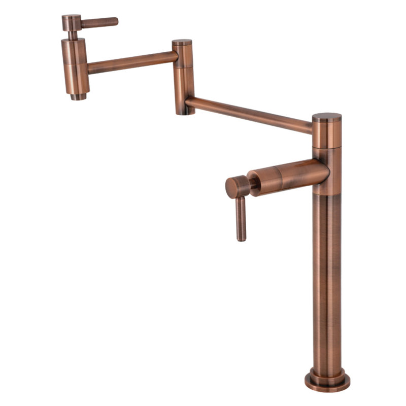 Kingston Brass Two-Handle 1-Hole Deck Mount Pot Filler Faucet, Lever Handle, Antique Copper