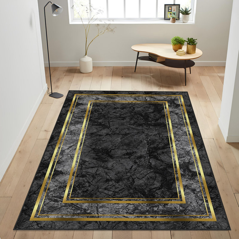 Premium Woven Carpet, 3.3 x 4.6 Feet | 100% Polyester, 740 g/m² | Non-Slip Felt Dot Underside, Machine Washable at 86°F, 0.16 Inch Pile Height | Stylish Digital Print, Easy to Clean, Perfect for Any Room