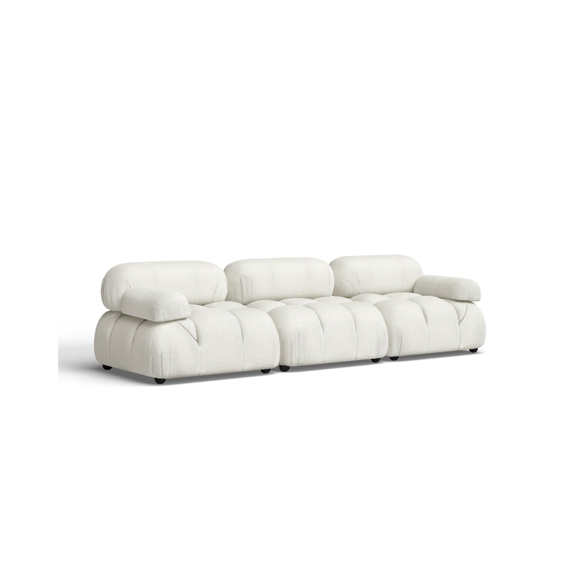 Sigma Upholstered Sofa, Ivory Boucle, 3, 27.5" H x 109.5" W x 36" D