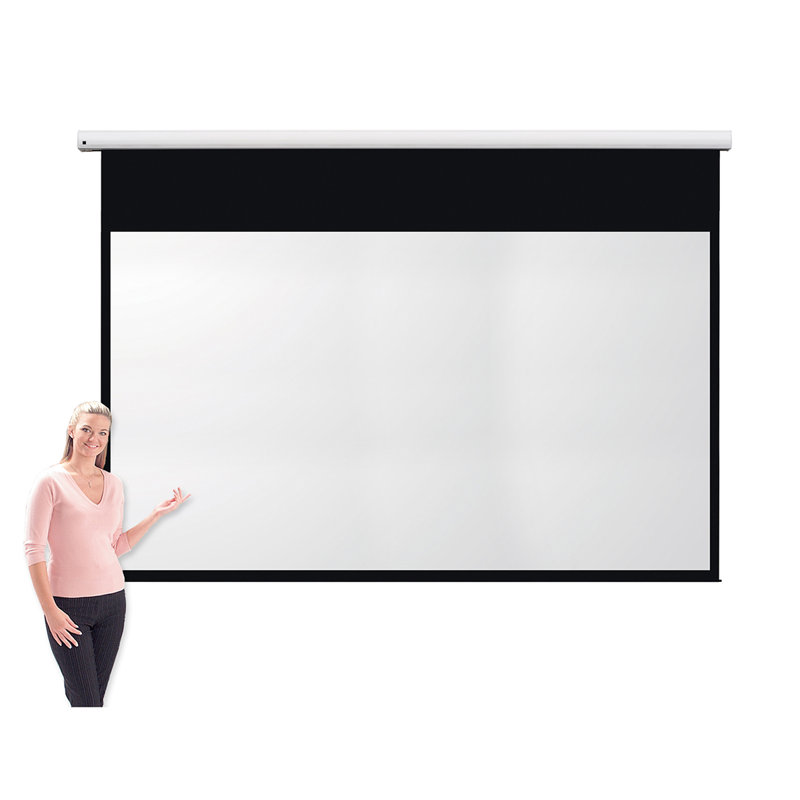 Pro Channel Fix White Electric Projection Screen, 171.4cm H x 304.8cm W