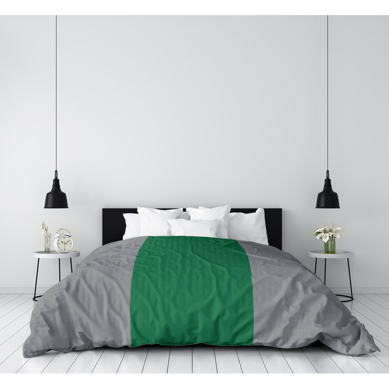 Housse de couette réversible simple baseball Tampa Bay, Microfibre, Housse de couette pour grand lit, Argenté / Vert