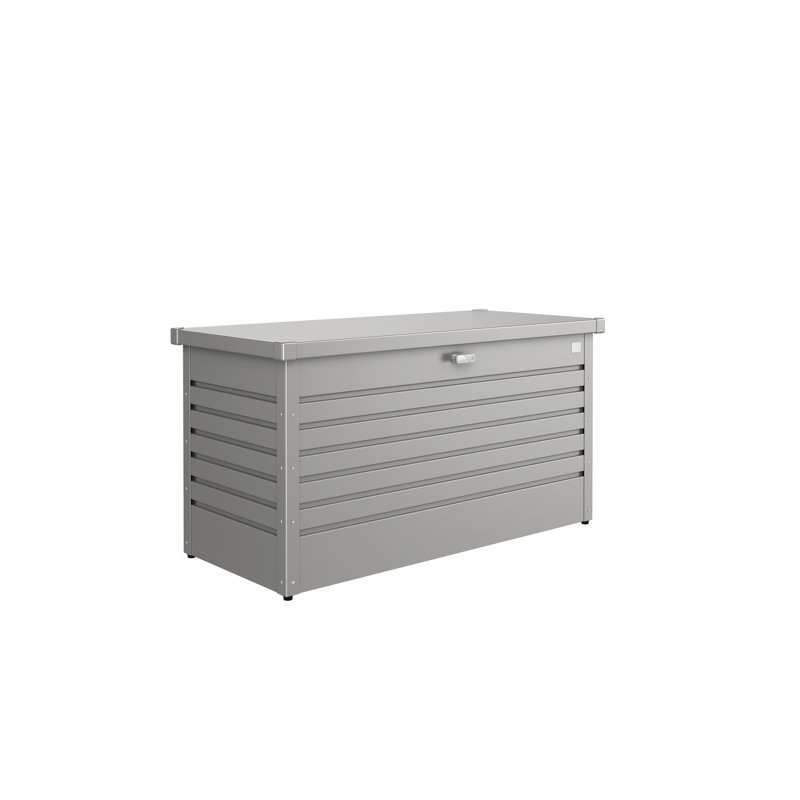 Biohort LeisureTime 120 52.75" L x 24.4" W x 27.9" H  Water Resistant Metal Galvanized Steel Deck Box with Lock and Soft Close Hydraulic Lift Quartz Gray