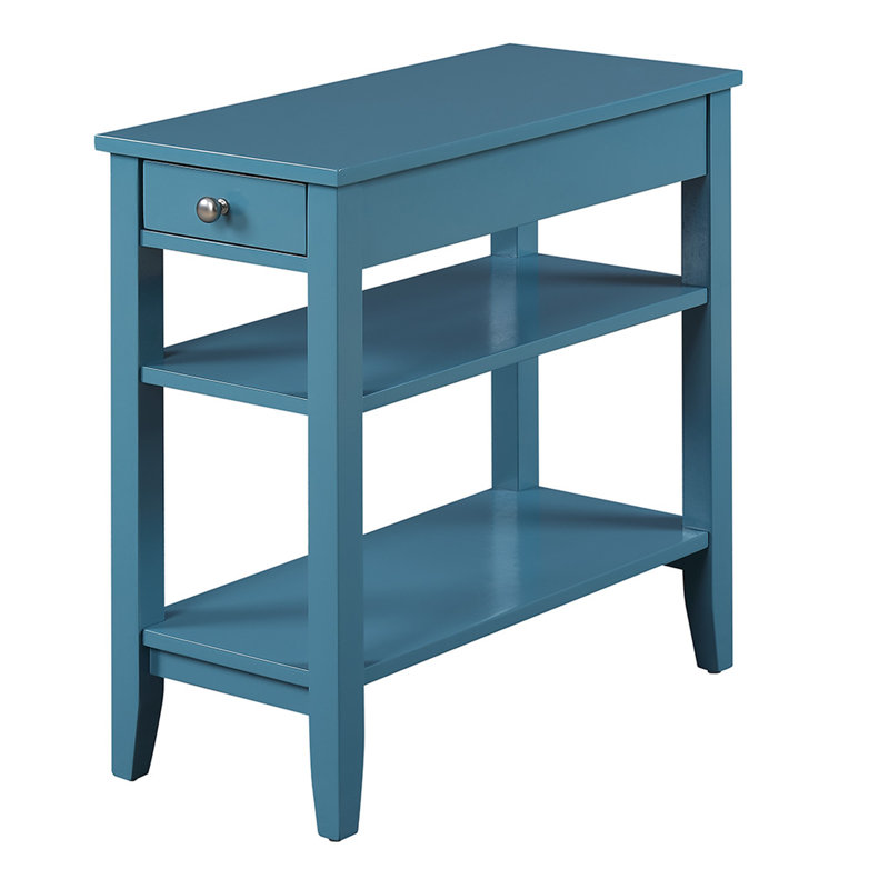 Carbin End Table with Drawer and Shelves, Blue