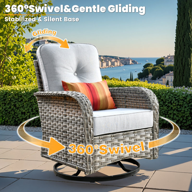 Daltry 11 Piece Outdoor Wicker Conversation Sets With Fire Pit Table and Coffee Table With built-in lights, Gray